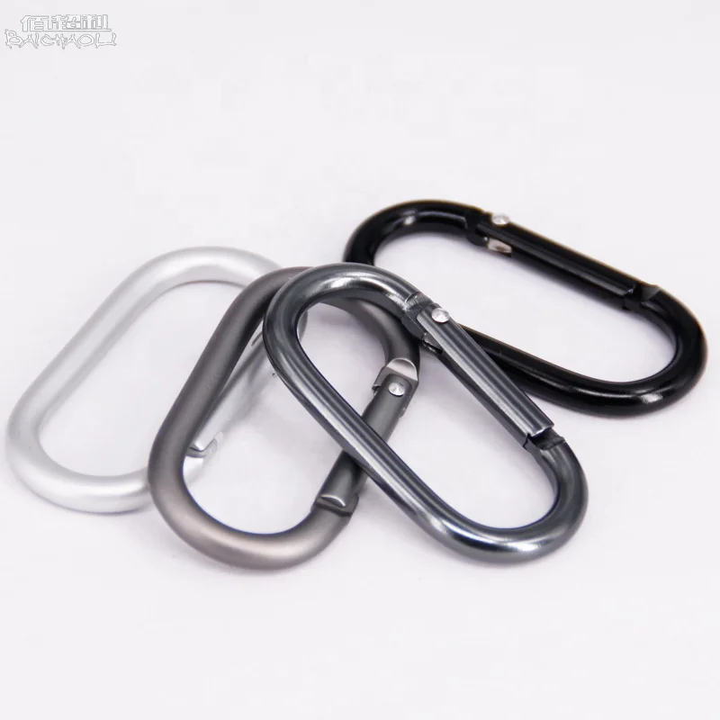 Baichao 5# Oval 50mm*25mm aluminum alloy carabiner snap hooks all black all white