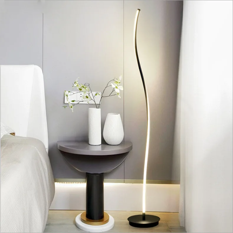 Modern living room bedroom nordic bedside floor lamp standing remote control creative curved LED floor lamp