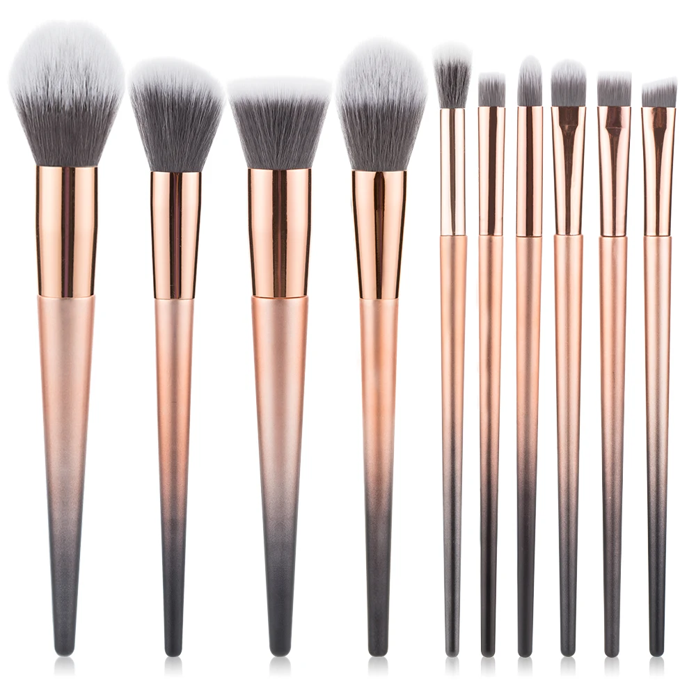 
10pcs Beautiful Gradient Handle Private Label High Quality Makeup Brushes Set Wholesale 