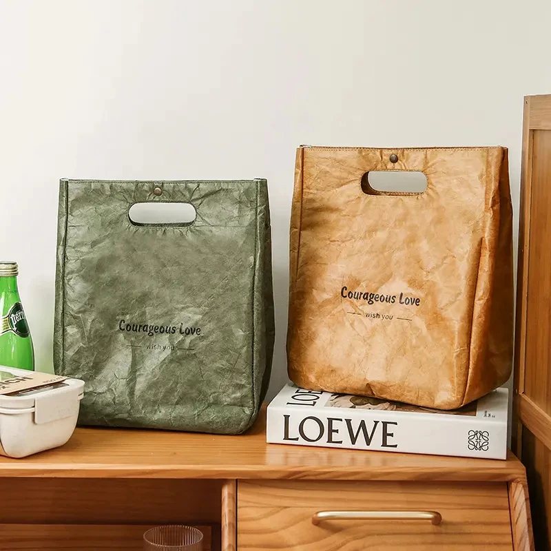 Custom Cooler Lunch Bag Waterproof Thermal Insulated Washable Dupont Tyvek Paper Lunch Cooler Bag for Kids adults women