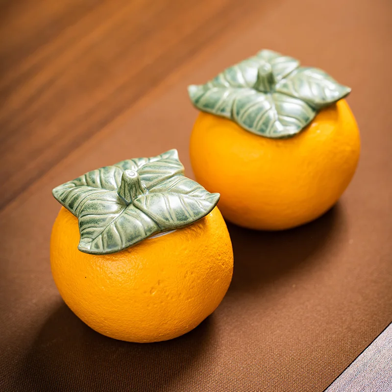 Harmony Wholesale Portable Food Container High Quality Fruit Creative Orange Tea Cans Ceramic Storage Jars