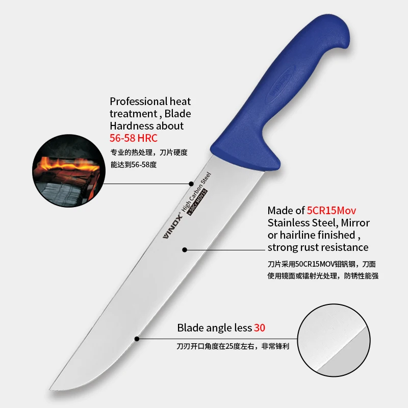 3PCS Butcher Knife Set 5CR15MOV High Carbon Steel Metzgermesser Set Plastic Handle Chef Sticking Fish Fillet Boning Knife