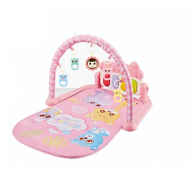 Wholesale newborn fitness  pedal piano toy play mats babies  music game blanket musical piano baby play gym mat with hanging toy