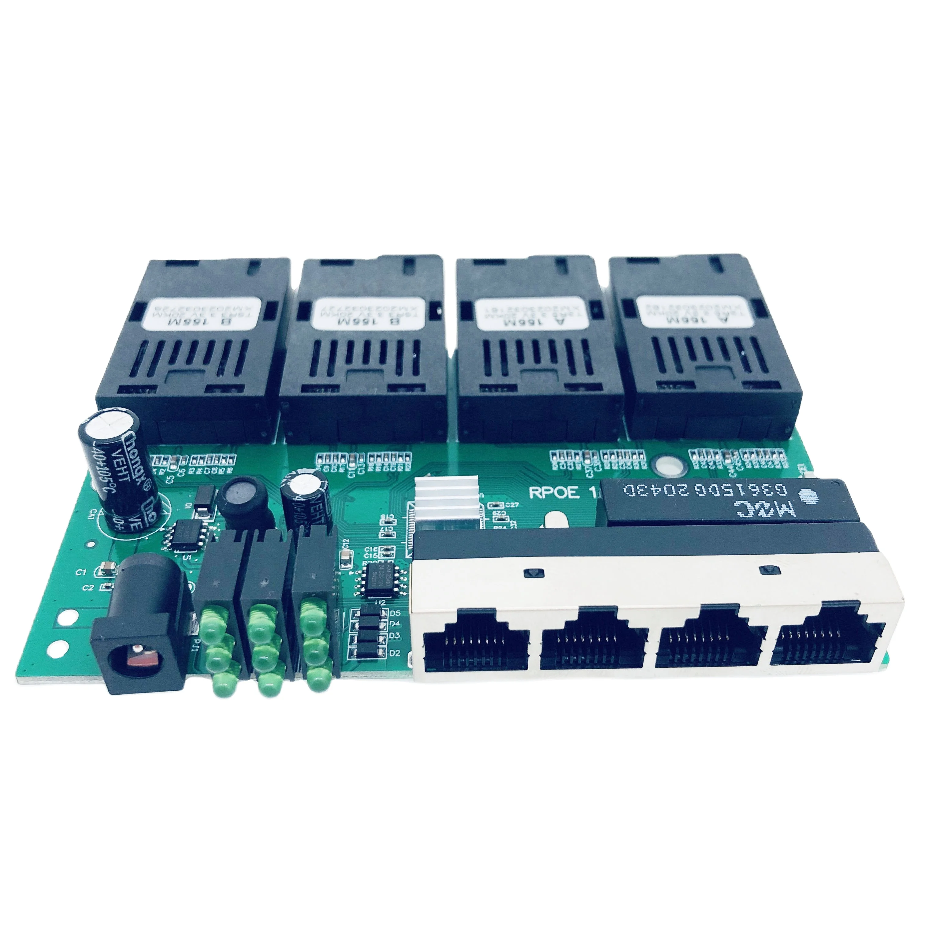 RTXMC 4fo 4lan 4F4E Reverse FAST Rpoe Switch Fiber Switch Optical 100M  Media Converter SF PCBA 4SC 4RJ45 155M RPOE FTTH  5-24V