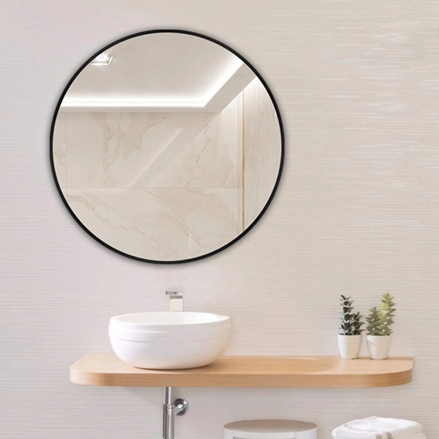 Decorative metal frame round metal rose gold wall mirror customized factory direct sale stainless steel round frame wall mirror