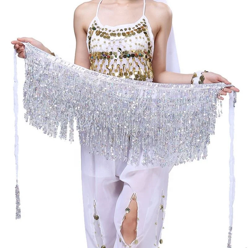 Stage Show Accessories Lady Women Belly Dancing Dress Waist Chain Belt Shiny Bellydance Costume Prop Latin Dance Skirt