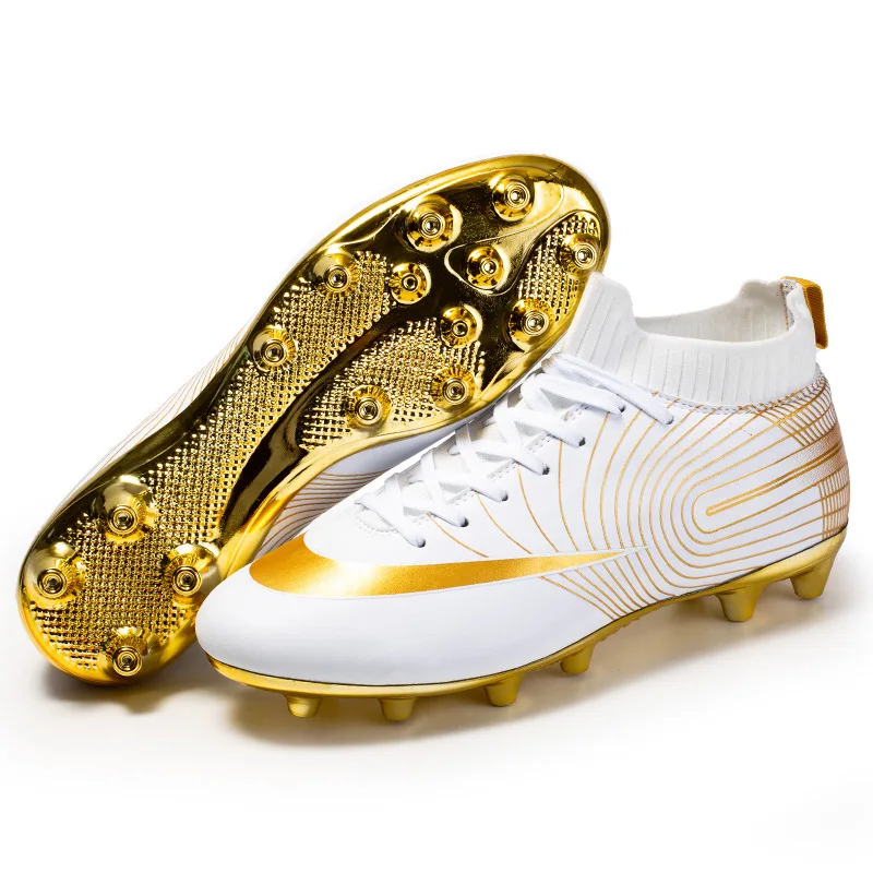 Golden football boots shoes pu material chuteiras society multi colors chuteira campo football soccer training shoes