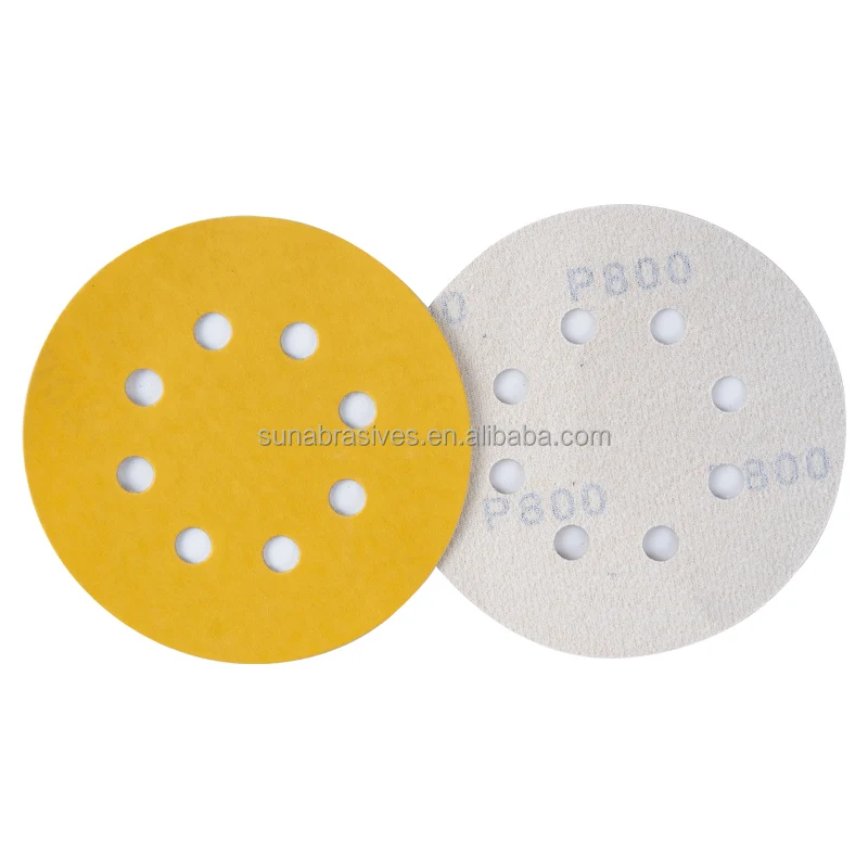 P60 - P800 6 inch 7holes factory  hook and loop gold sand paper disc  DH85