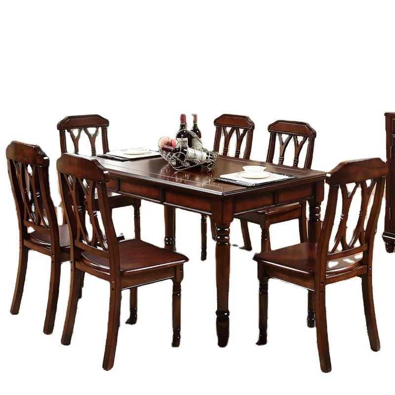 
6 chairs living room table Wooden multi person dining table 