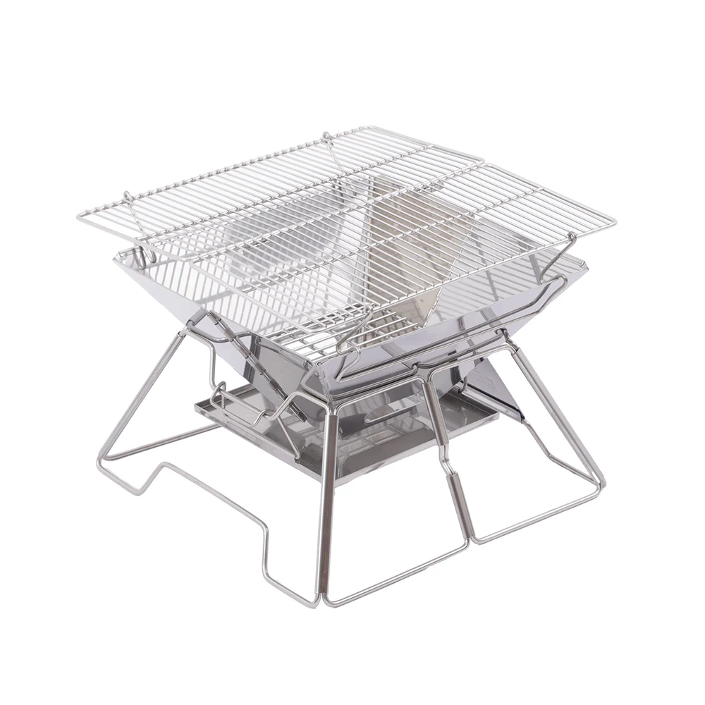 Picnic Charcoal Grills Barbecue Fire Pit Folding Stainless Steel Outdoor Party  BBQ Grill