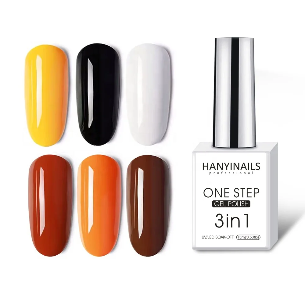 Hanyinails 3 in 1 color led gel nail polish 15ml nail polish bottle one step nail gel polish