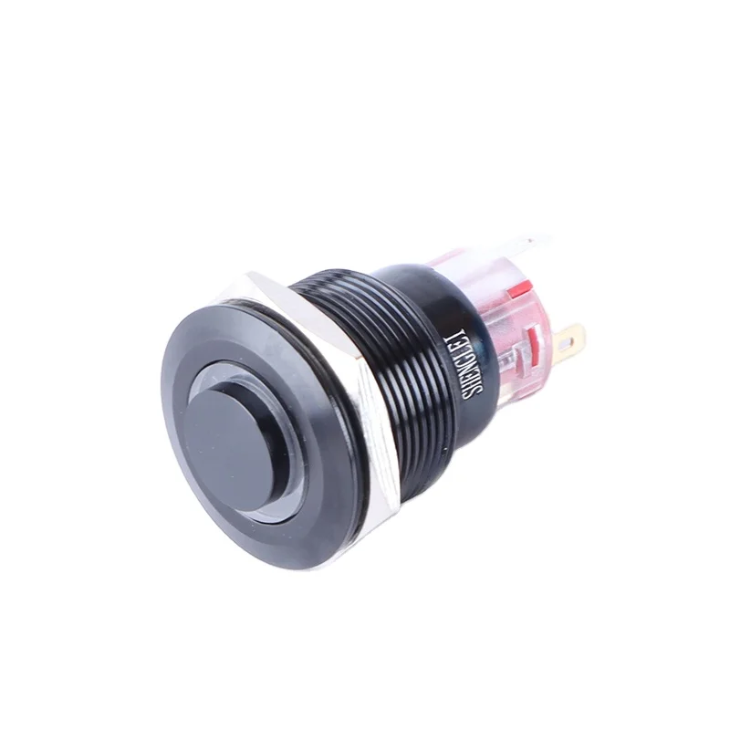 SHENGLEI 22mm Aluminum alloy black shell High Ring Led waterproof IP67 High head 1NO1NC metal button switch Customized
