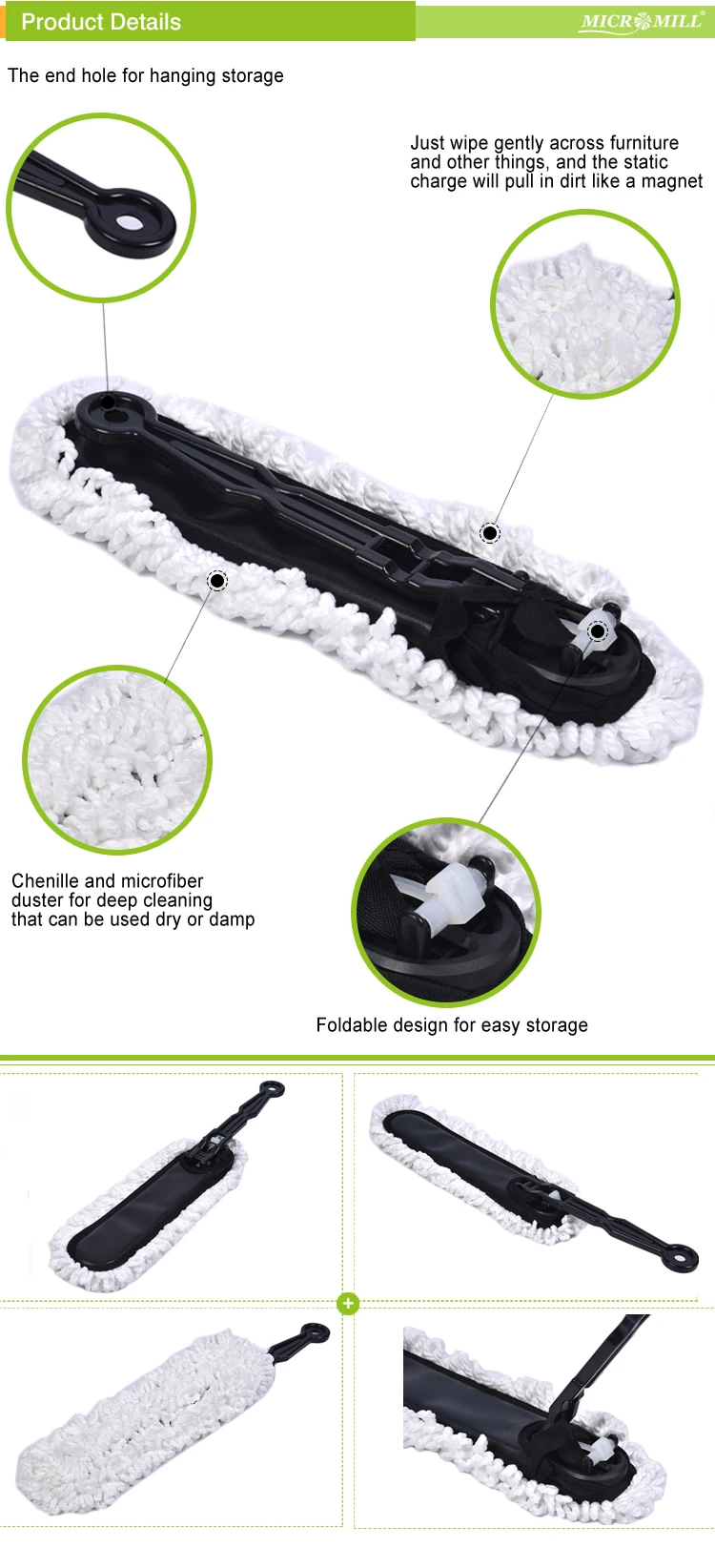 2024 Amazon Hot-Selling Black and White Chenille Duster for Car and Indoor Cleaning