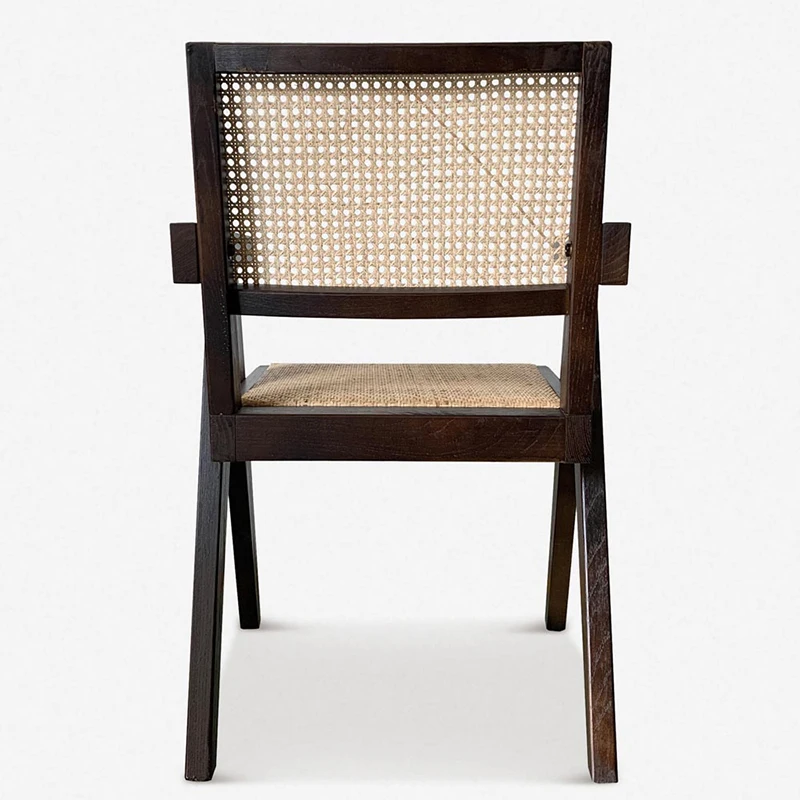 Mrs Woods Factory  Design Black Rattan Indoor Dining Chairs Living Room Furniture Chair Luxury Modern Armchair