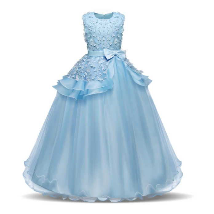 Детское вечернее платье, кружевное платье принцессы для выступления на сцене, 8 цветов, 2020