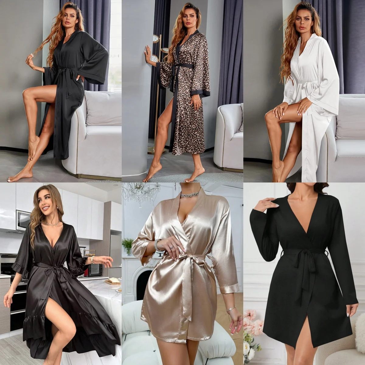 2024 New Trends Women Sleepwear ODM Elegant Satin Silk Robe For Home Erotic Lingerie Bathrobe Sexy Pajamas For Women Custom Pjs