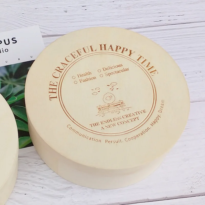 wooden round cake veneer cheese box gift round new design wooden box
