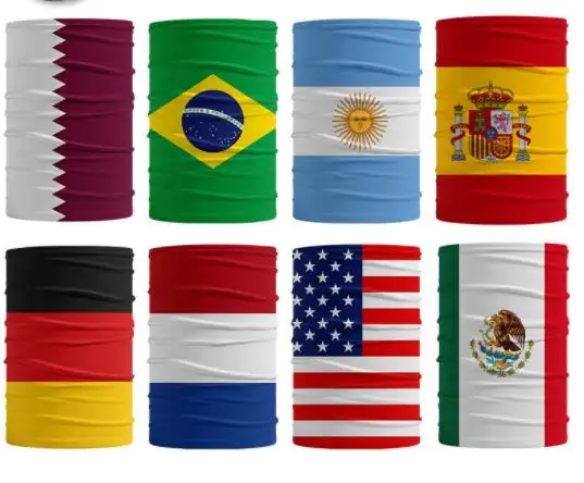 32 Countries National Flags Multifunctional Face Bandana Seamless Tube Neck Gaiter Scarf For World Cup 2022 Qatar