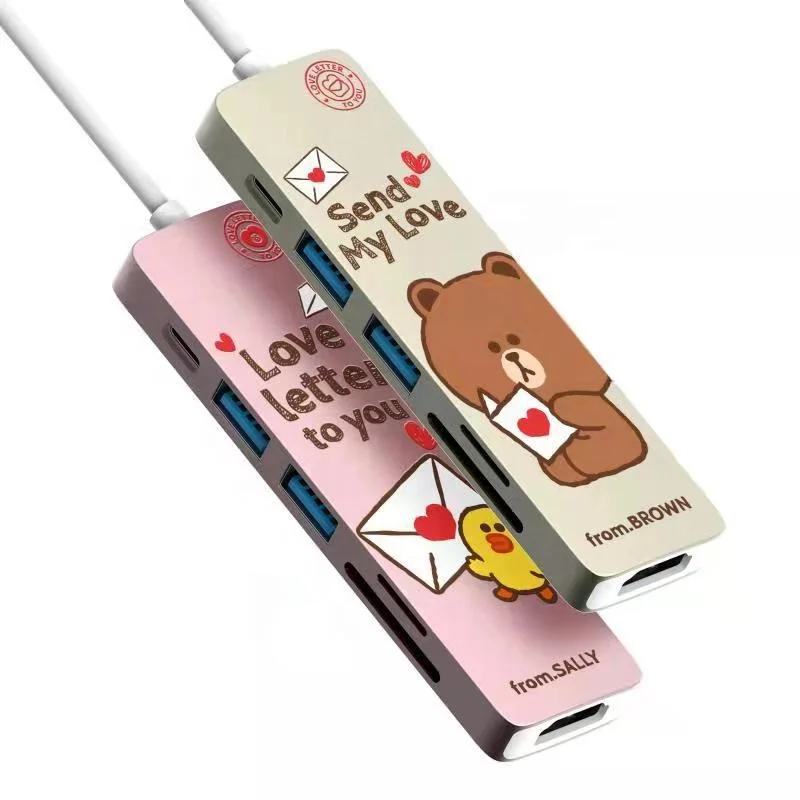 LINEFRIENDS docking station TYPE-C extender notebook universal six-in-one split-line card reader converter