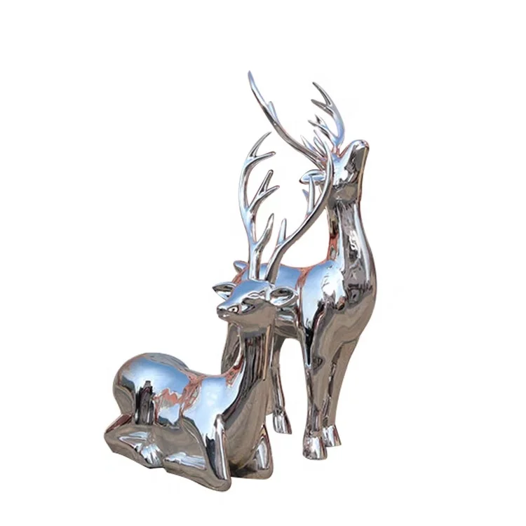 Stainless steel life size anime statues garden sculpture deer statue