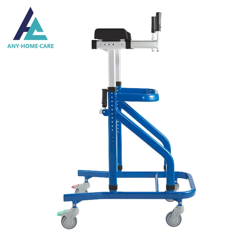 Blue colour height adjustable walking aid aluminium rehabilitation 4 wheel walker with handle bars