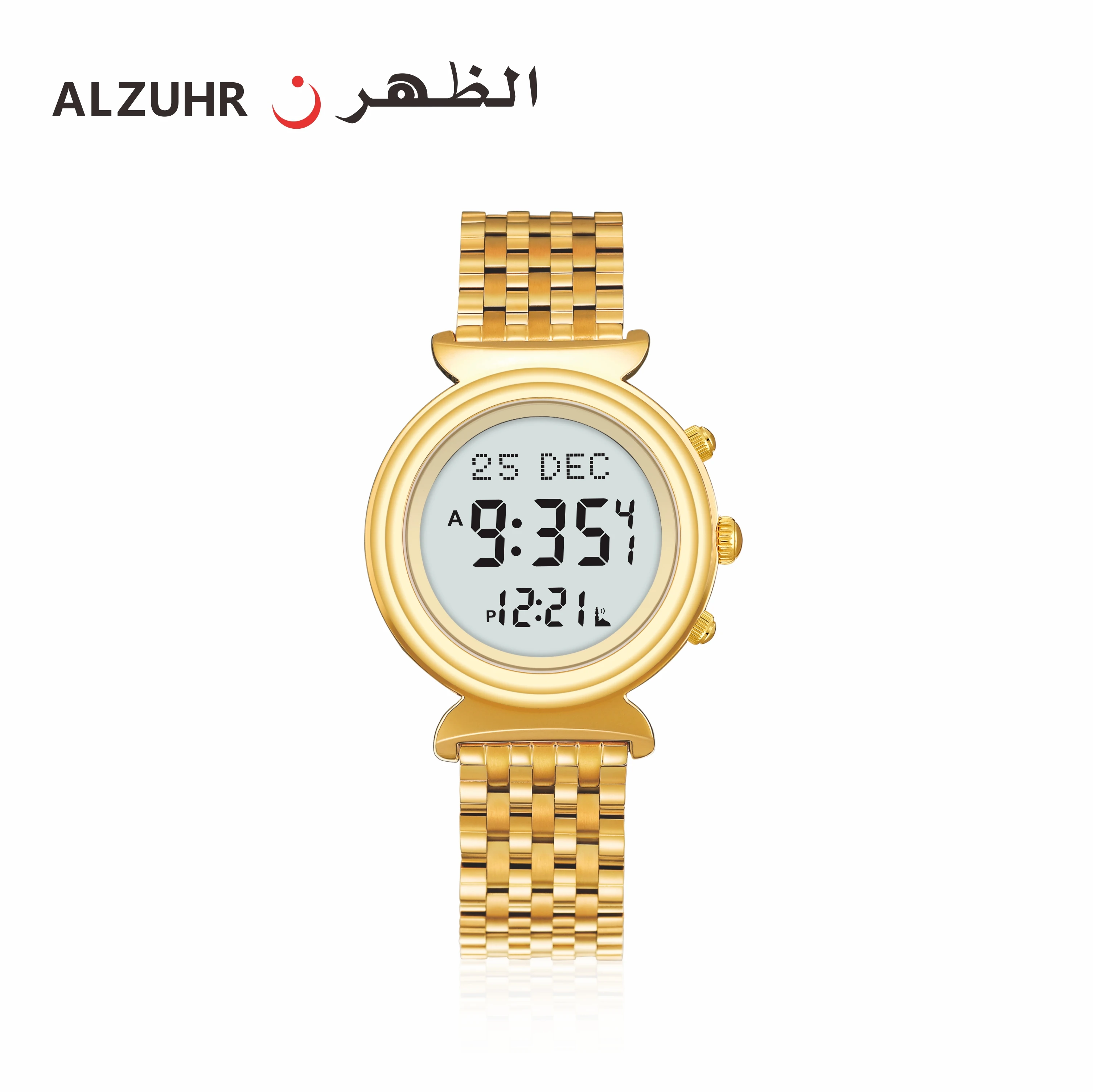 In Stock Gold Classic Daily Fajr Leather Belt Muslim Wristwatch For Every Prayer