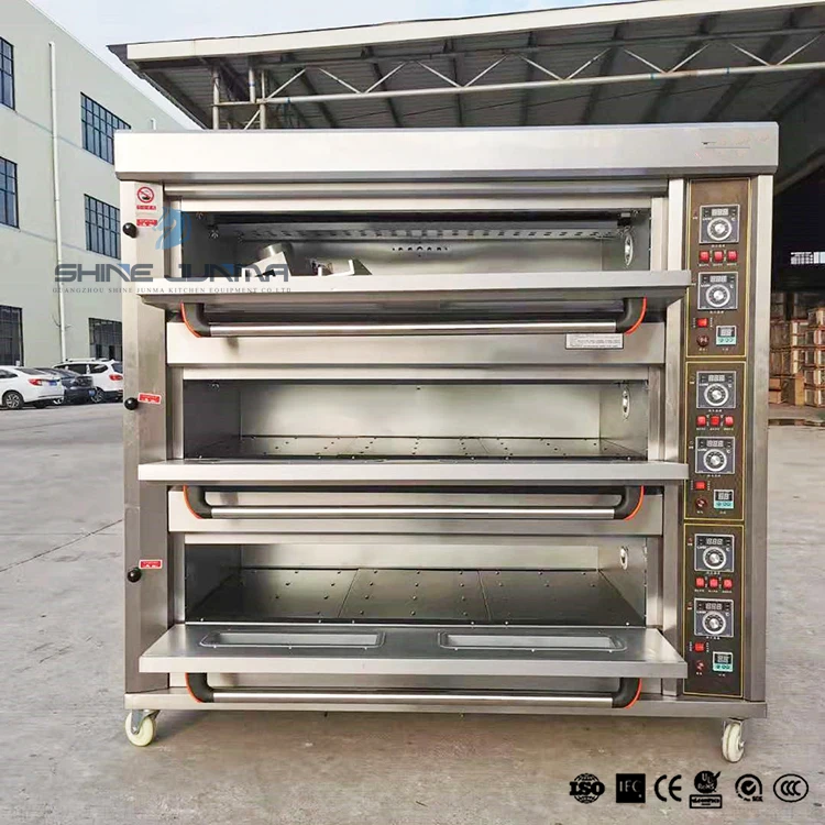 guangdong 3 deck 9 tray industrial baking machine commercial oven bakery equipment electric deck oven gas bread oven