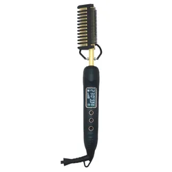 Titanium Flat Irons Hair Straightener 2 In 1 Electric Hot Comb Quick Hair Styler Portable Hair Brush Straightener