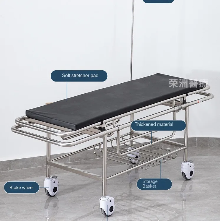 Hot sell Hospital Patient Stretcher Trolley  Emergency  Stainless Steel Side Rails Removable Stretcher