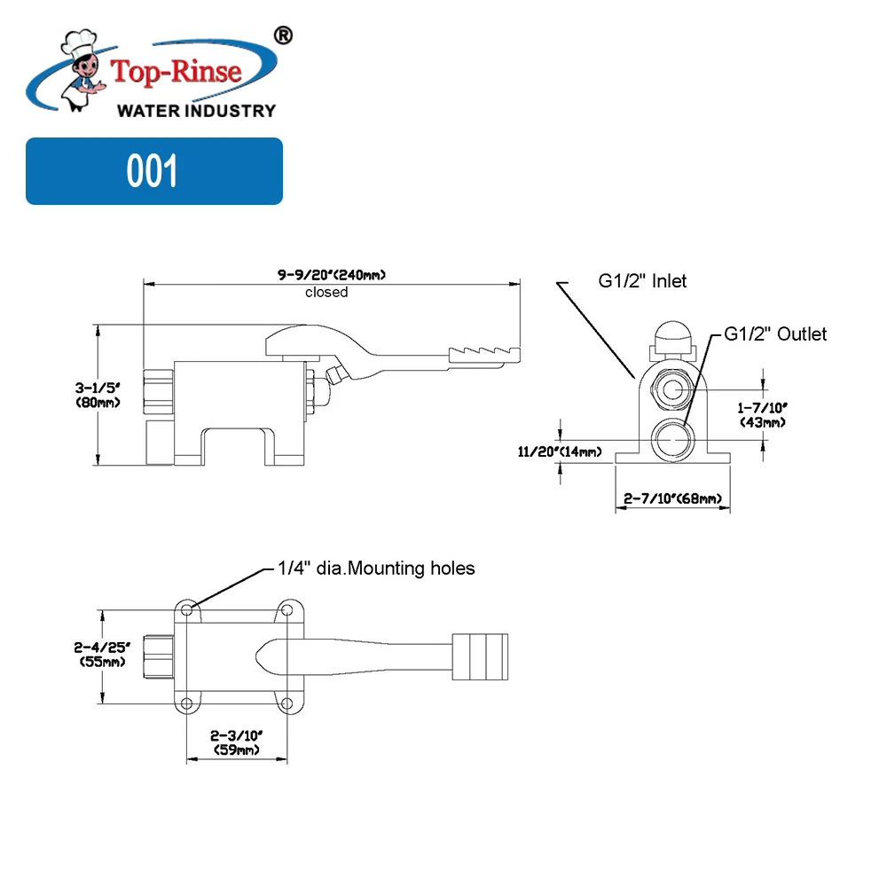 High Quality Water Slow Open Tap Brass Foot Pedal Valve Faucet Kitchen Single Hole One Channel Pedal Tap