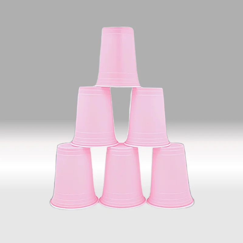 Customized logo vasos de plastico double color pink game Disposable plastic blue Cups with table tennis pingpong ball party cups
