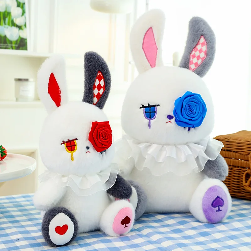 Custom Manufacture Cute Bunny Plush Rabbit Doll  Halloween Gothic Style Plush Toy