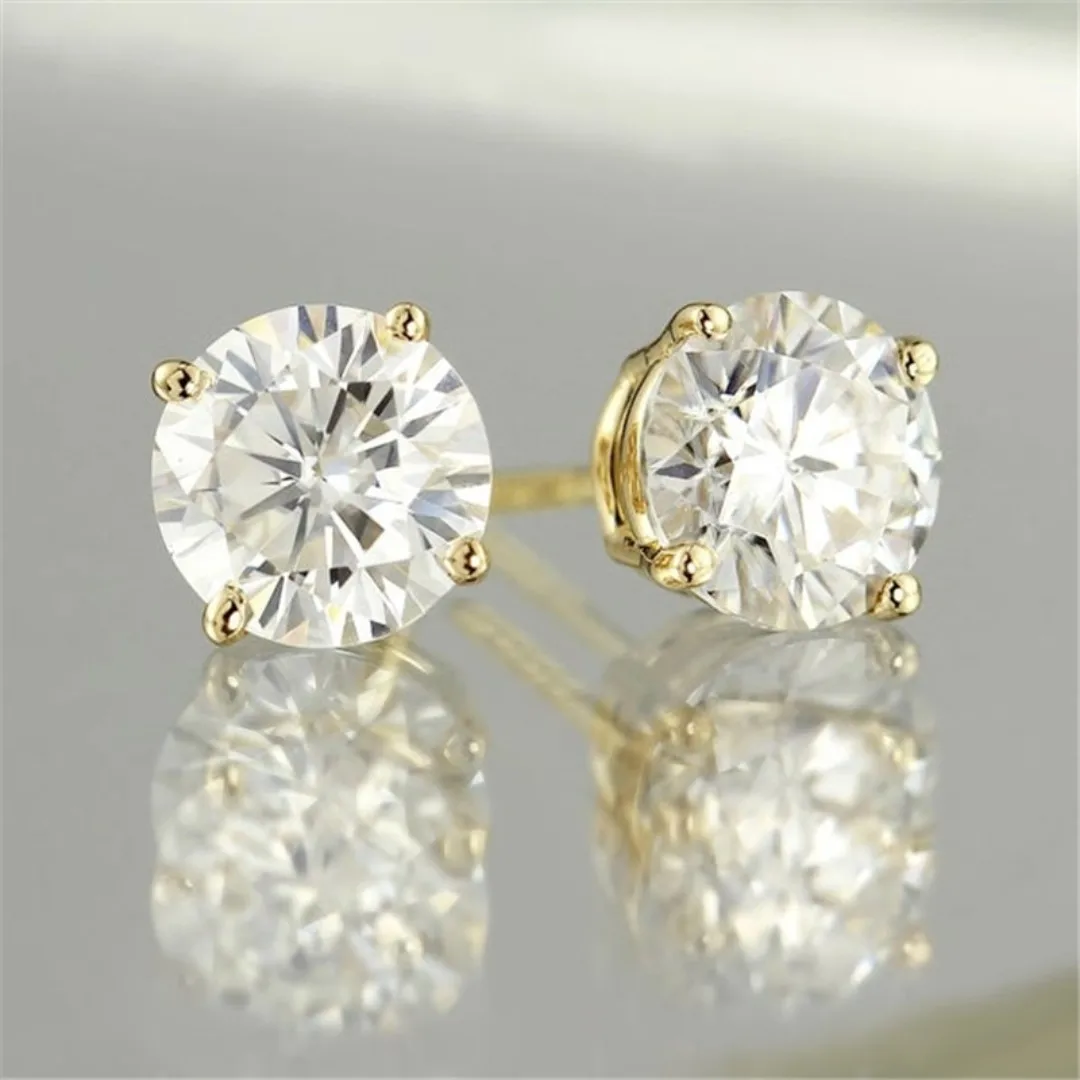 Luxury Wholesale Price Easily Wear VVS Moissanite Hip Hop S92510K 14K Gold Plated Diamond Stud Earrings