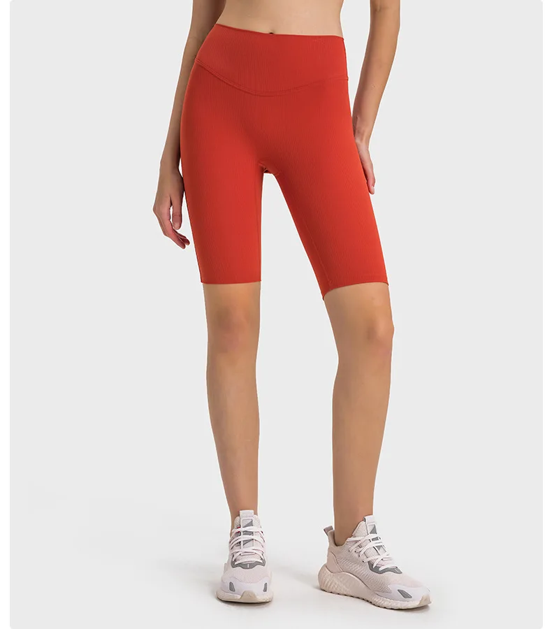 Draw strip ribbed Shaping High waist peach buttock lulu sports leggings Outdoor running fitness lulu yoga pants GYM lulu shorts