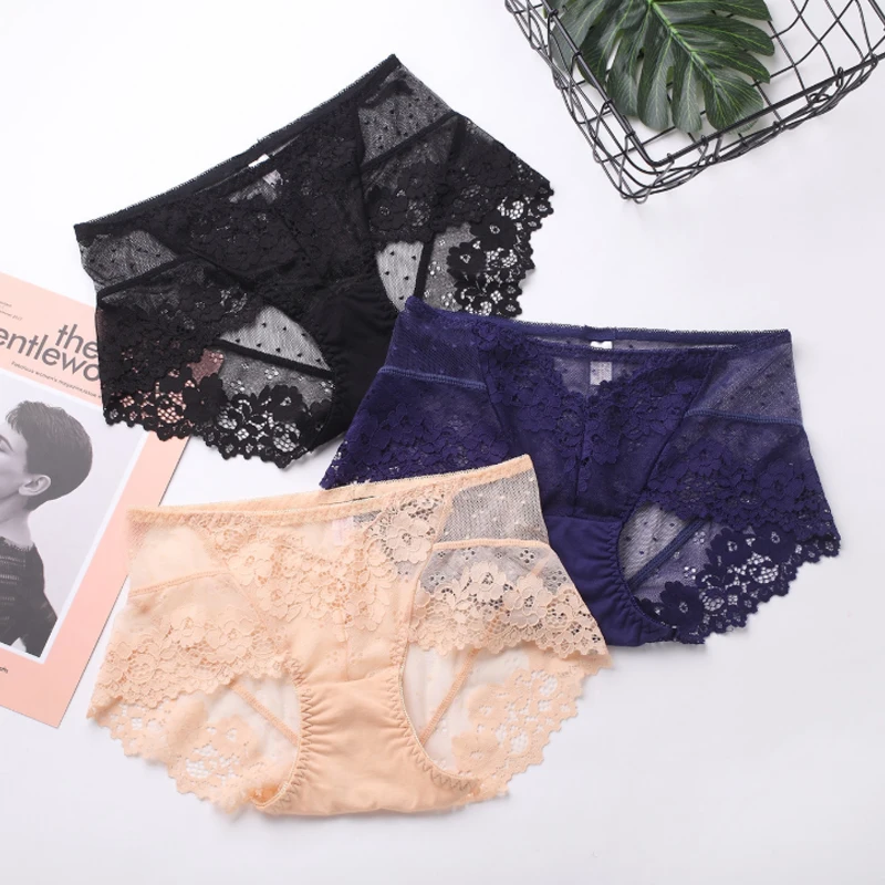Plus Size Underwear Women Breathable Sexy Lace Underwear Woman Panties