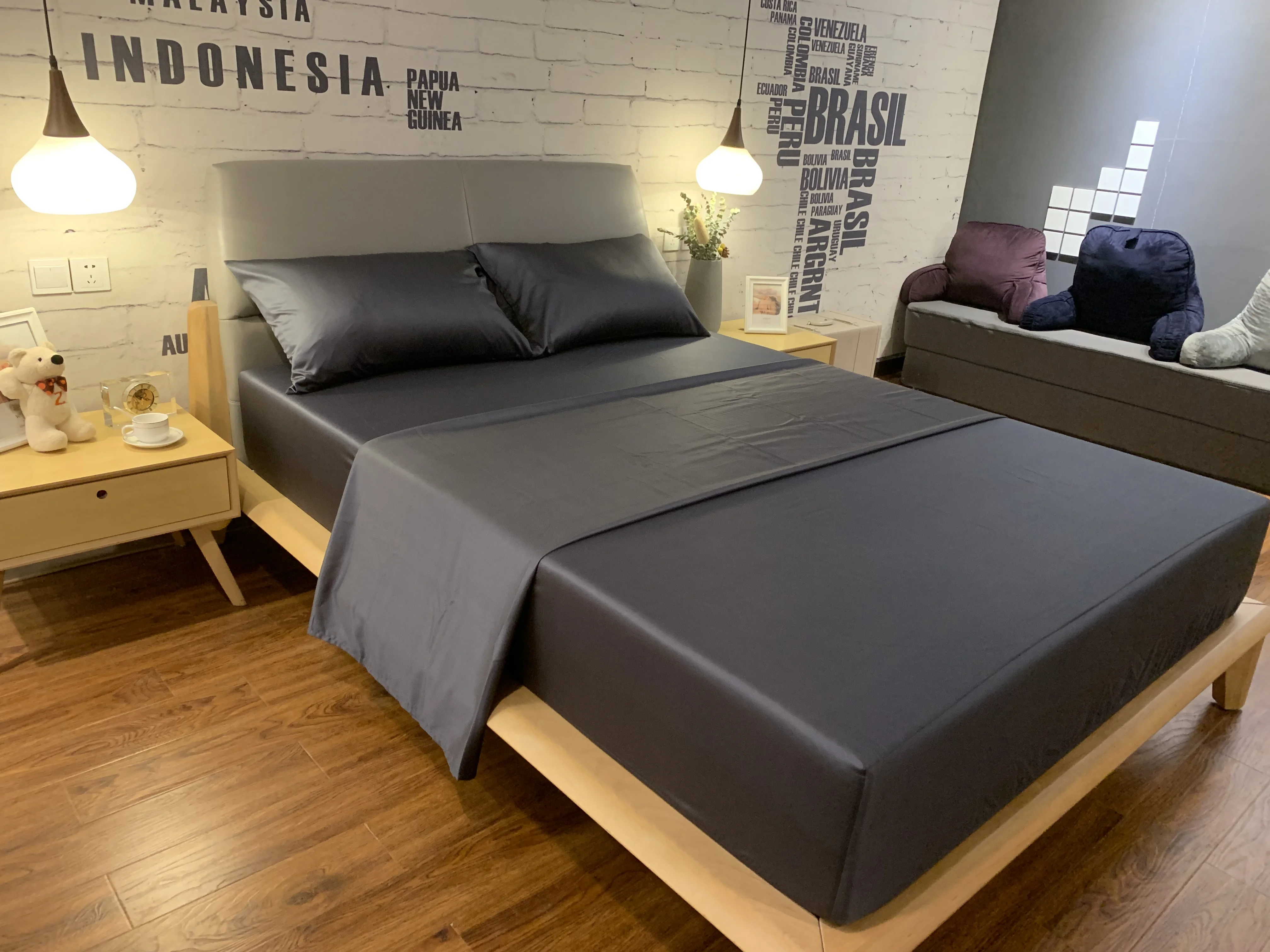 Queen Grey 100% Bamboo Sheets - Cooling Bed Sheets Set Queen Up to 16 inches Mattress, Deep Pocket Sheets Set 4pcs Queen