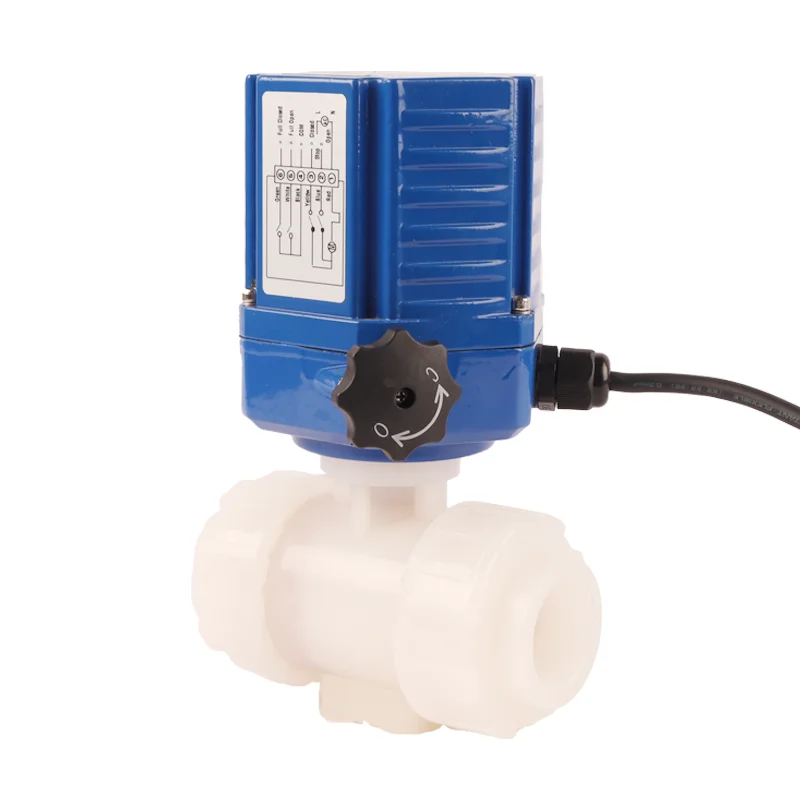 DN50 2 inch 24V 12V DC RS485 2 Way UPVC PVDF Plastic Motorized Water Ball Valve Electric Actuator Ball Valve