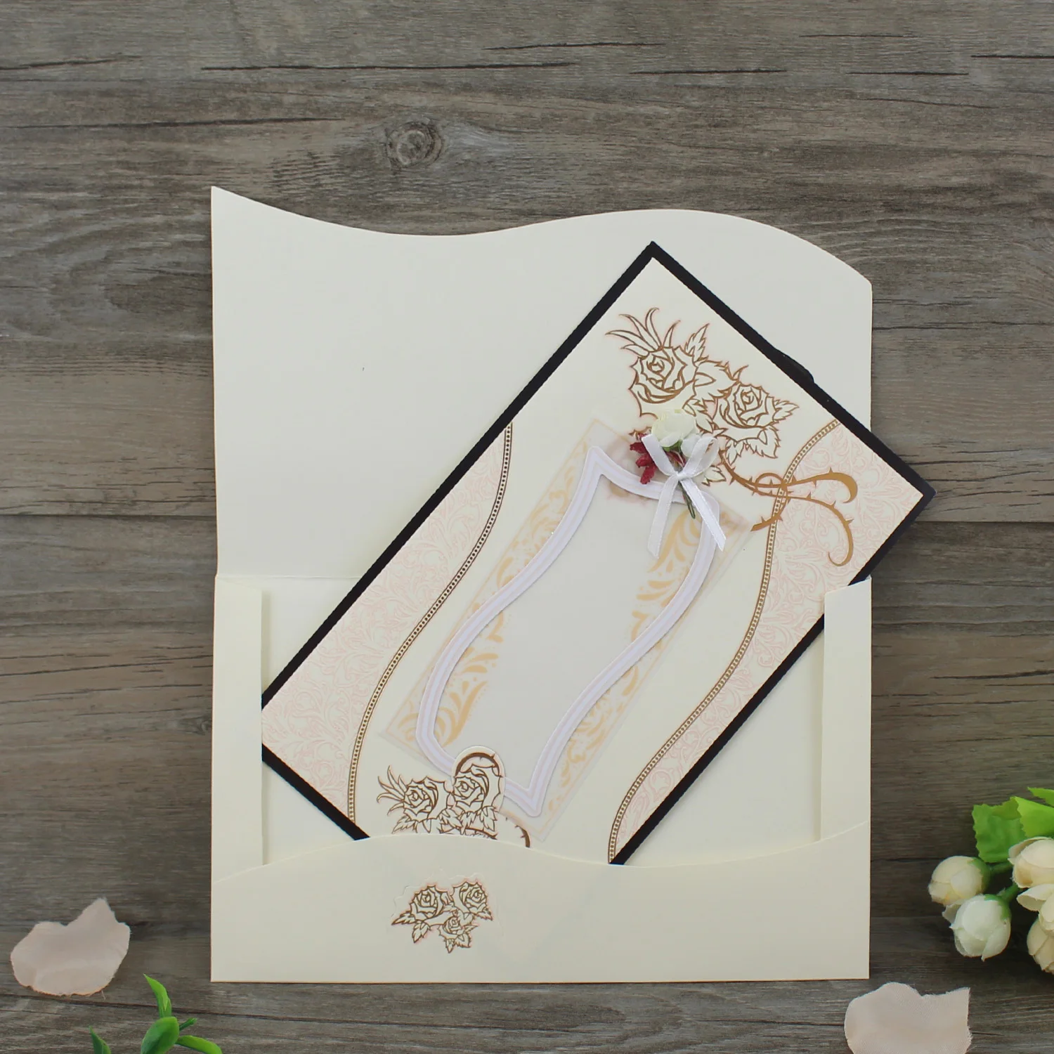 Classical Stock Cheap Price Hot Stamp Wordings Wedding Invitation Cards Greeting Cards custom wishing well cards