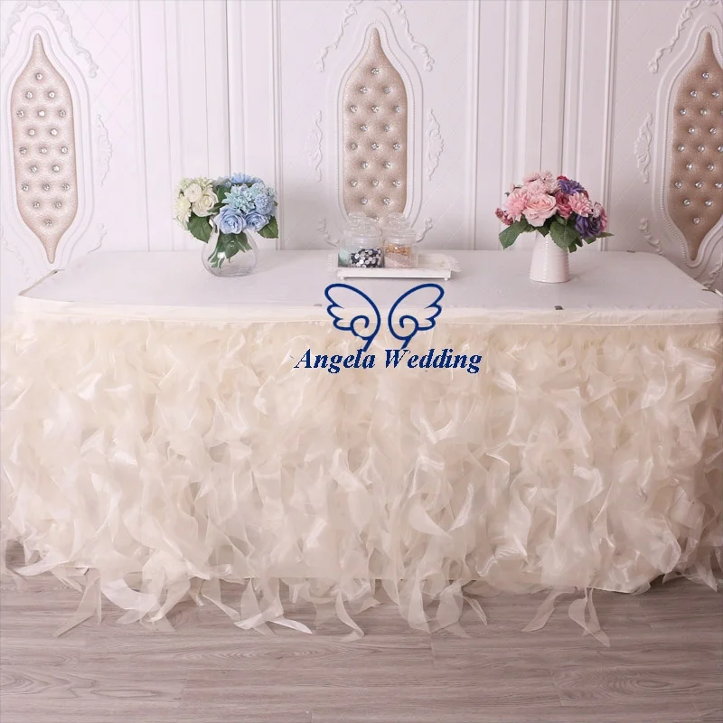 SK010R Заводская очень легкая Шампанская 14 футов длиной 75 см прямая юбка из органзы цвета слоновой кости кудрявая ива Свадебная юбка