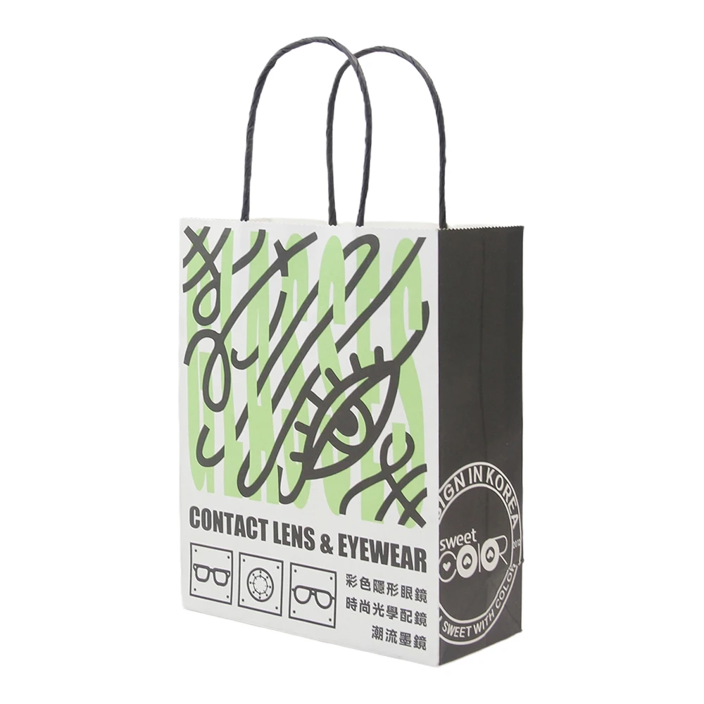 Best Price White kraft brand logo Personalized customizable size eyeglasses Shopping Product with handle glasses paper bag