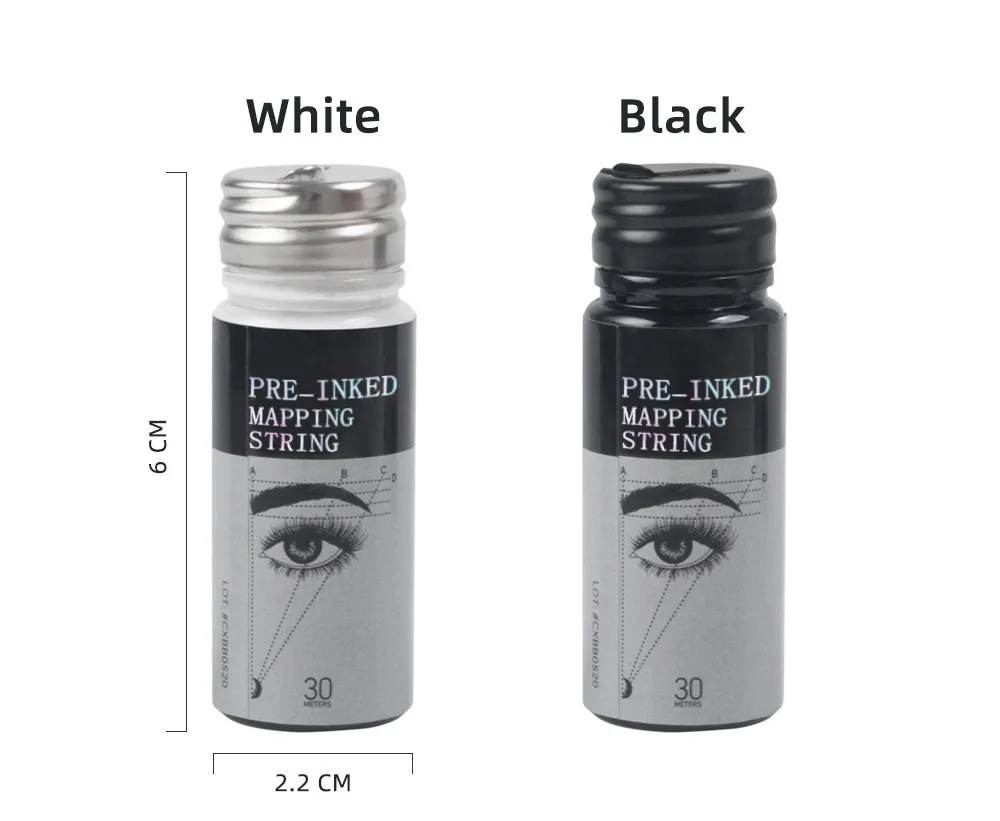 Black White Bottled 30M Tattoo Line Ruler Brow Mapping String Microblading Thread for Eyebrow Measuring