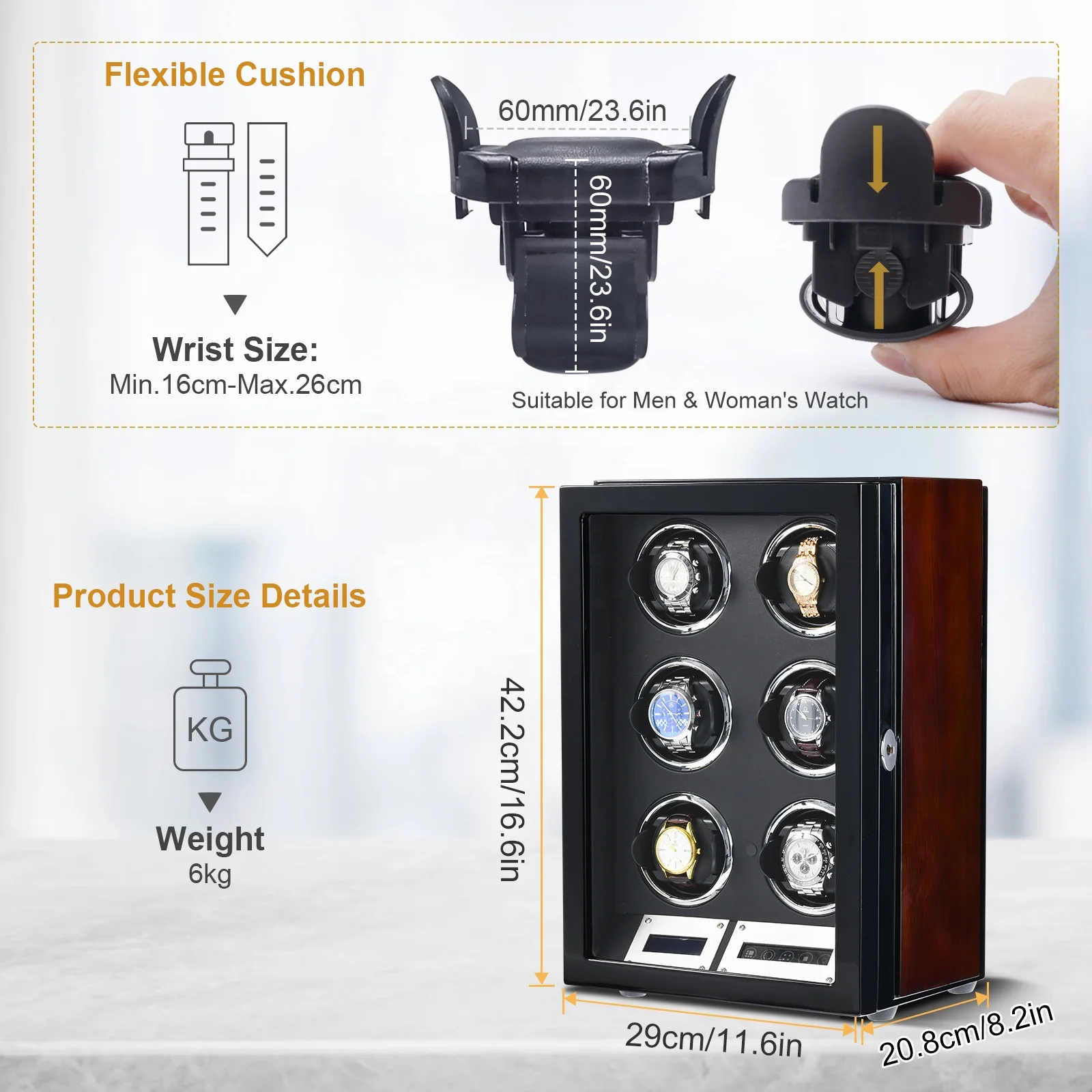 China Hot Selling Luxury Remote Control Watch Winder Modern LCD Touchscreen 2 4 6 8 9 Slots Automatic Watch Winder Box for Rolex