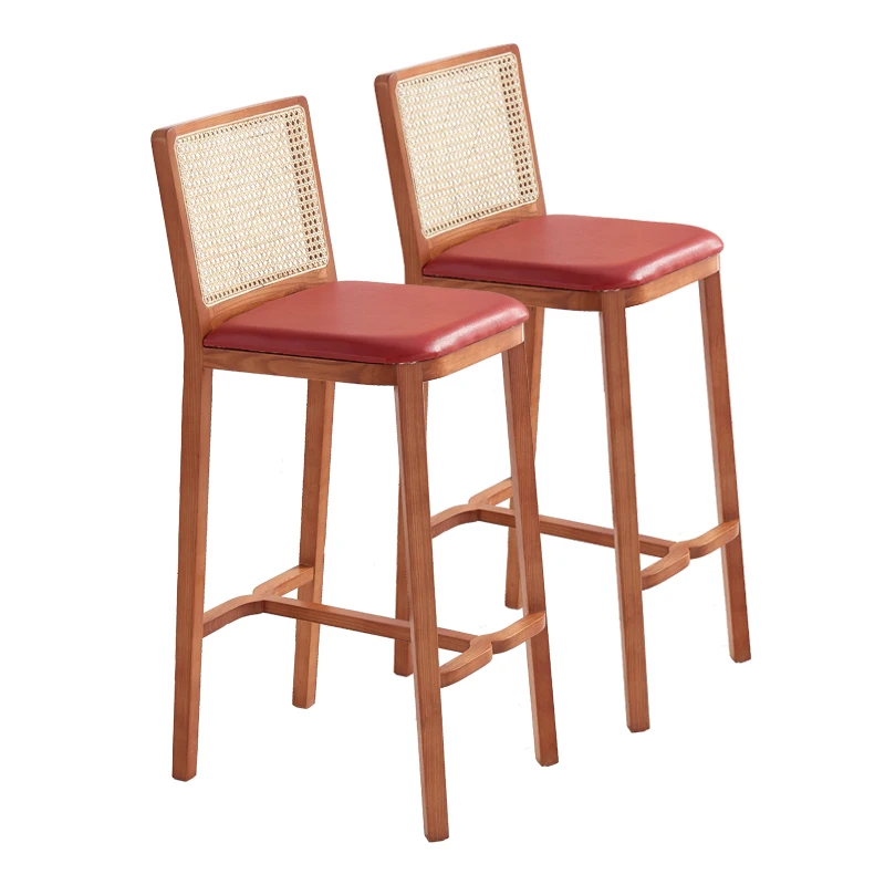 Vintage medieval style rattan ribbon stools bar chairs taverns and restaurants leather high chair rattan wicker bar stools