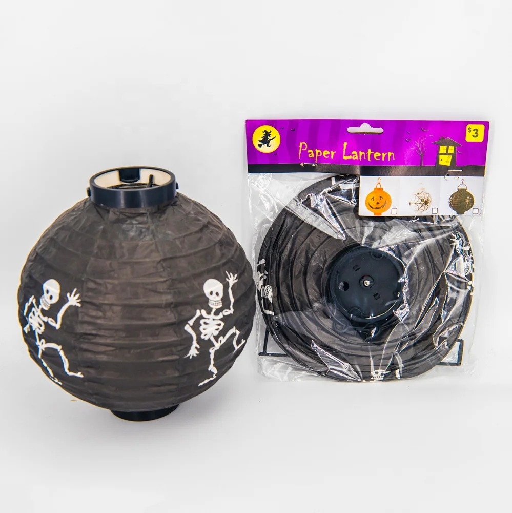 Halloween Pumpkin Lamp Home Party Festival Decoration Round Folding Led Paper Lantern
