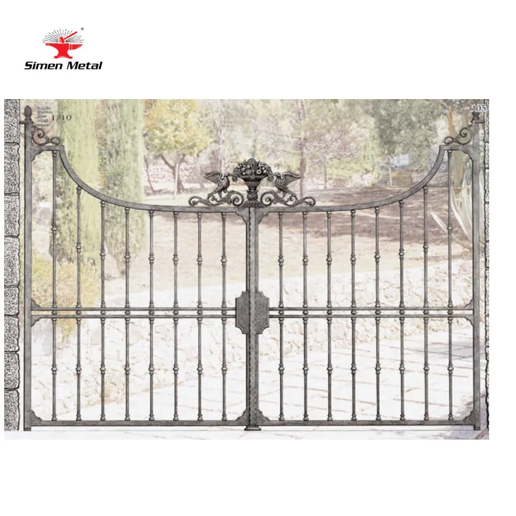 Hand-Free New Design Strong Wrought Iron Ornamental Garden Gate design Manufacturer Supplier