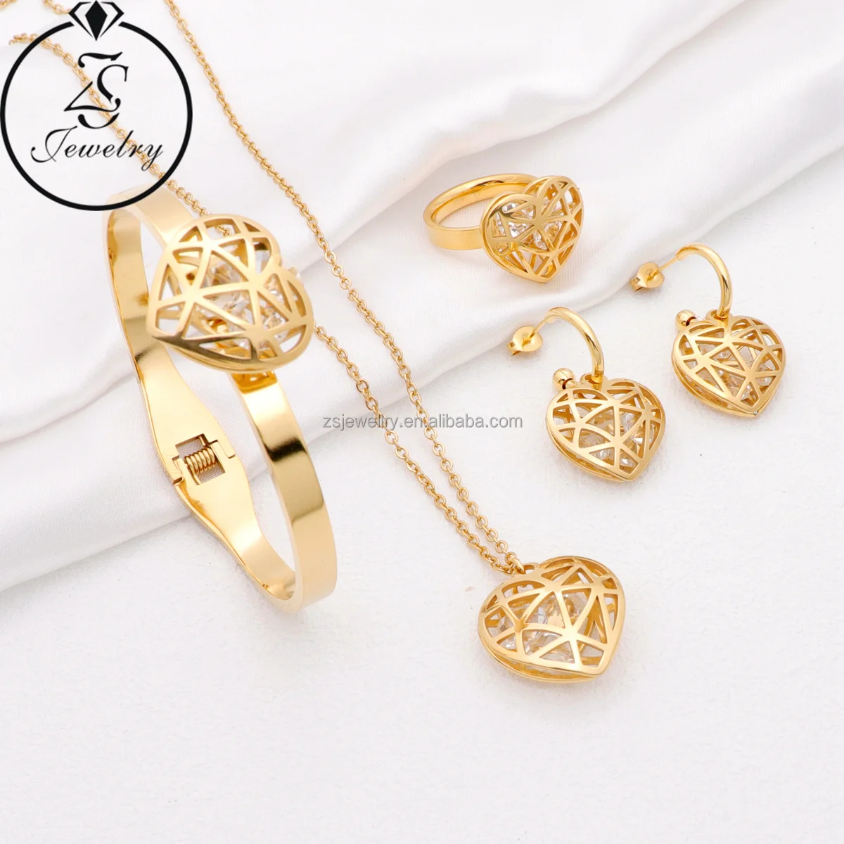 Moroccan Gold Plated Luxury Stainless Steel Jewelry Love Cute Geometric Stone Color Gemstone Bracelet Design Sets