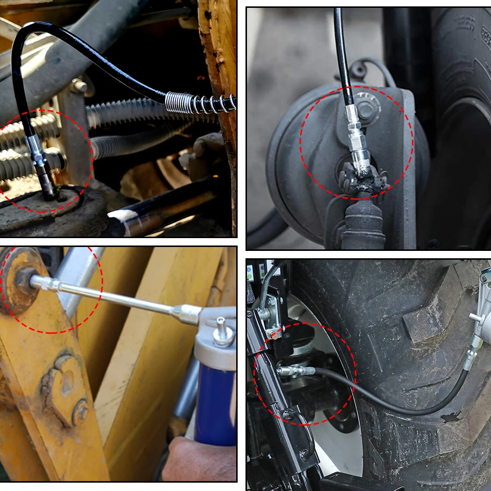 Grease Gun Nipple Pipe Coupler Lubrication Tool High Pressure Rubber Oil Grease Gun Flexible Hose with Connector