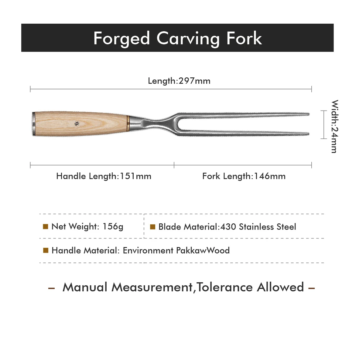 Professional 2pcs S35VN Powder Carving Knife and stainless Steel 430 Forged Meat Forks Cooking Set