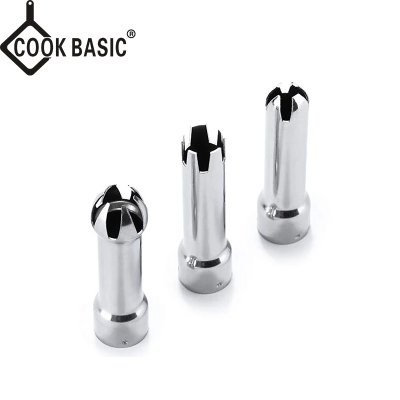 Whipped Cream Dispenser 3 Decorating Nozzles Mousse Siphon Tips Stainless Steel for Cream Whipper