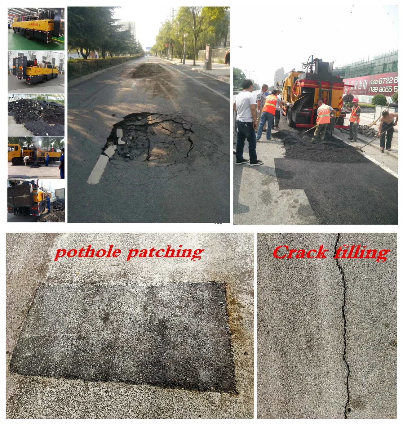 asphalt pavement repair vehicle recycling asphalt mixing plant mini small mobile patching cold batch